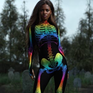 Skeleton Rainbow Costume, Halloween Adult Costume, Halloween Costumes For Women, Skeleton Bodysuit, Costumes For Halloween, Costume Women