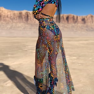 Transparent Rave Long Skirt, Rave Mesh Sheer Skirt, Rave Long Loose Skirt, Festival Disco Skirt, Festival Mesh Skirt, Sexy Woman Mesh Skirt