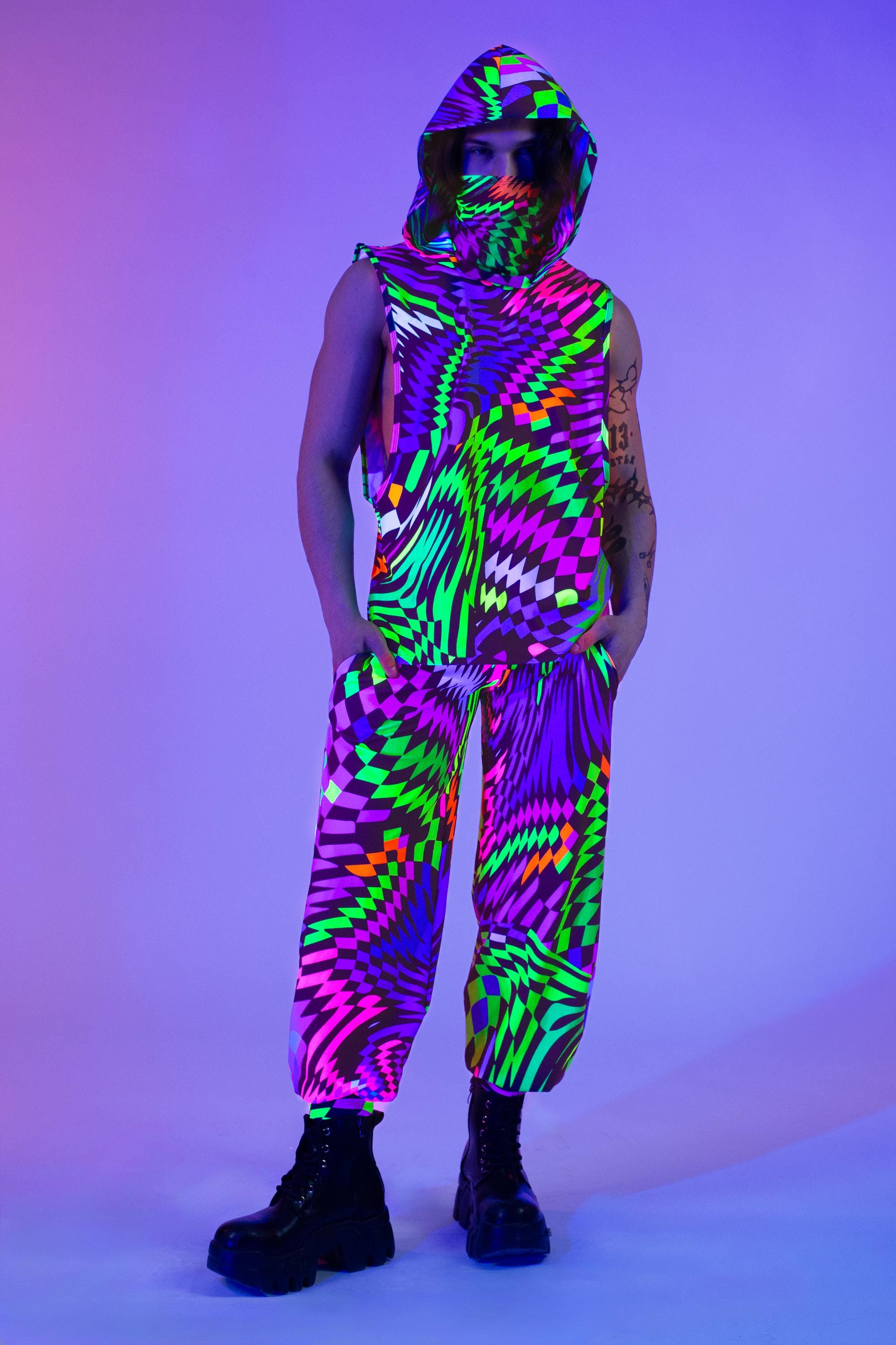 Psychedelic Neon Cuff Pants for Men – Festival Rave Clothing Bottom ...