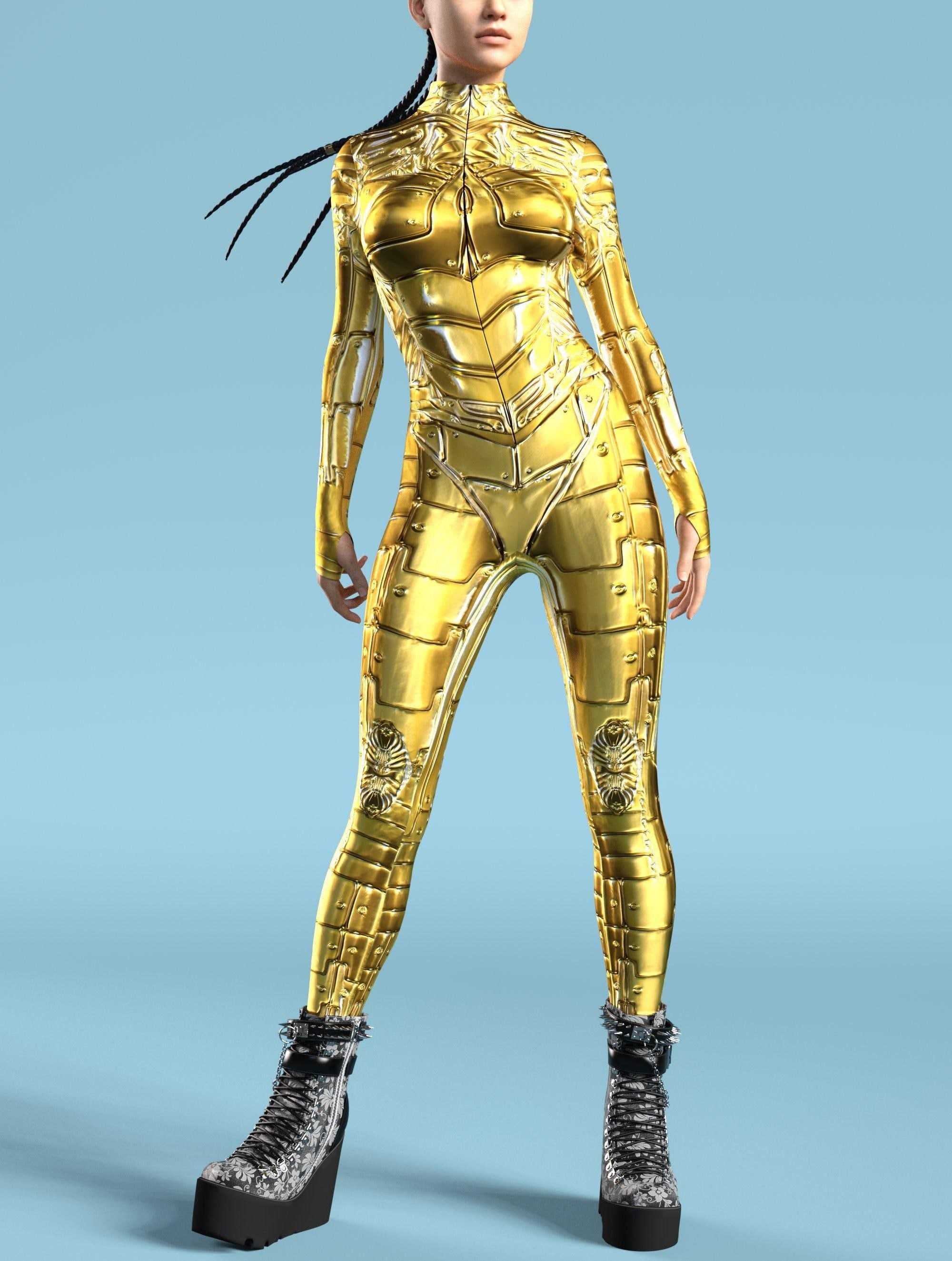 Cyber Droid Costume: Women's Armour Bodysuit, Rave Festival Cosplay - Etsy