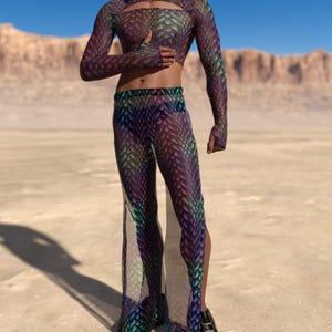 Festival Male Crop Set, Mesh Rave Set, Festival Mesh Set, Rave Male Set, Transparent Rave Set, Festival Party Set, Liquid Rave Male Set