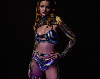 UV Rave Set, Festival Fashion, Trippy Rave Set, UV Festival Clothing, UV Festival Sexy Set, Festival Outfit For Women, Psychedelic Set