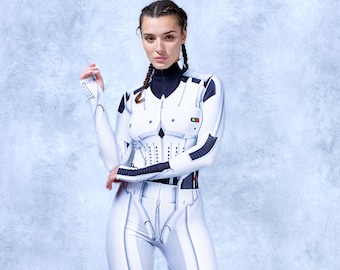Kostium Żołnierza Kosmicznego: Drukowany Pełny Kombinezon Robota - Cyber Cosplay