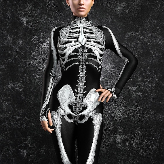 Skeleton Print Bodysuit Adult Black Skeleton Print Bodysuit Adult Black