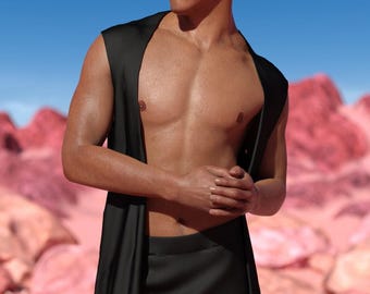 Asymmetrical Sexy Black Vest: Rave Festival Outfit