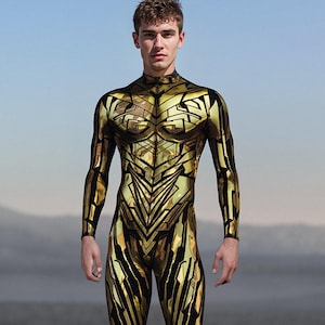 Halloween Gold Men Costume, Performance Costume For Men, Halloween Male Costume, Party Golden Halloween Costume Men, Halloween Male Costumes