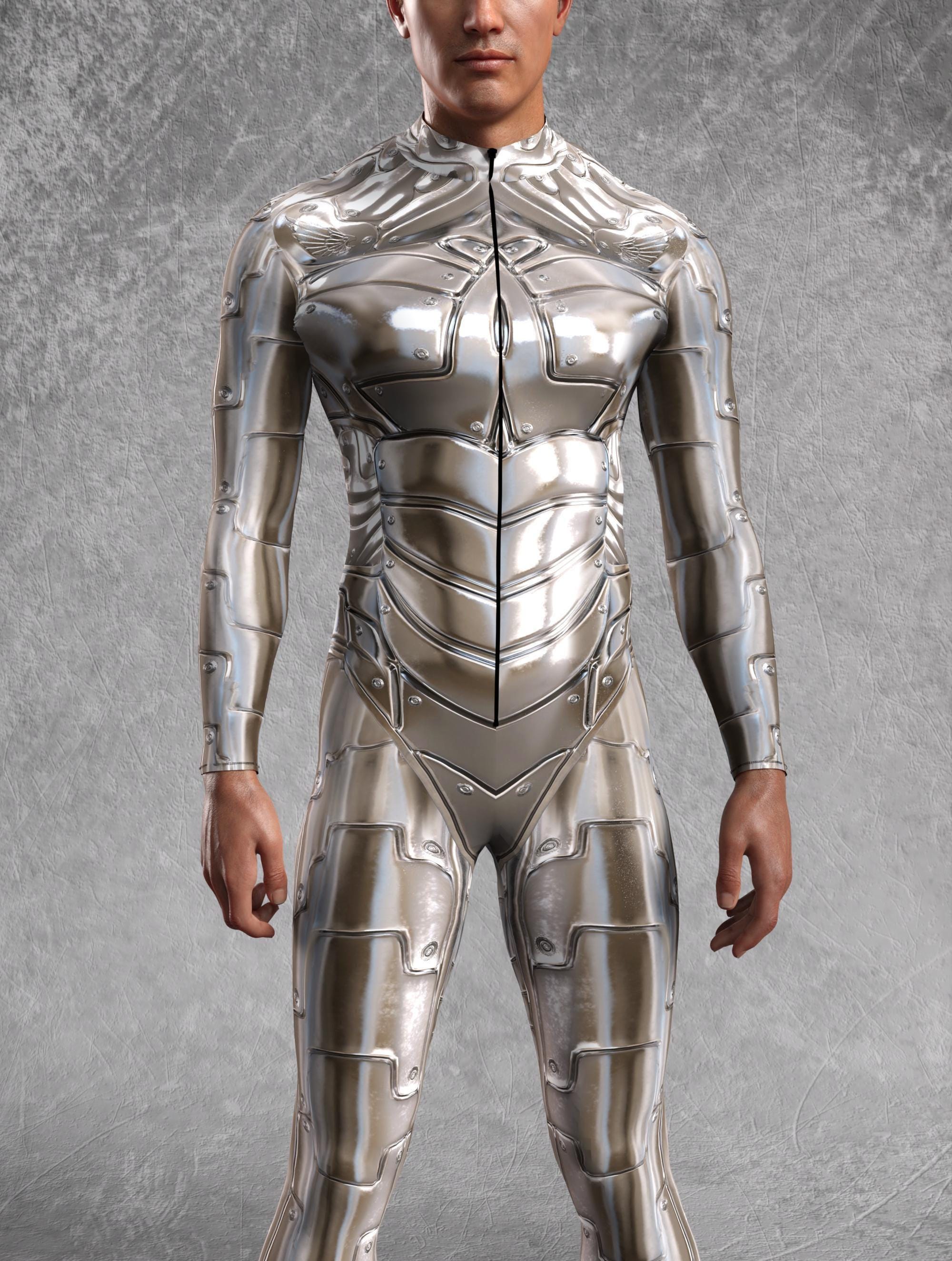 Silver Droid Costume Men, Robot Costume Men, Festival Costumes Men ...