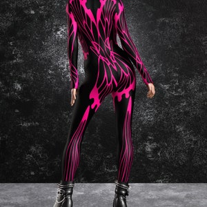 Pink Neon Festival Costumes For Women, Rave Matching Outfit, UV Light Spider Costume, Festival Costume Women, Rave Party Costume For Women image 6