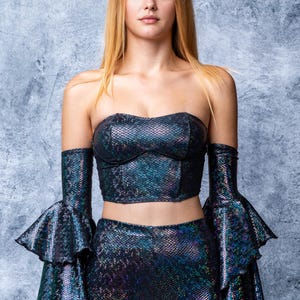Women Sexy Top, Festival Clothing, Festival Costume For Woman, Sexy Corset For Woman, Rave Party Glitter Effect Top, Glitter Bandeau Outfit
