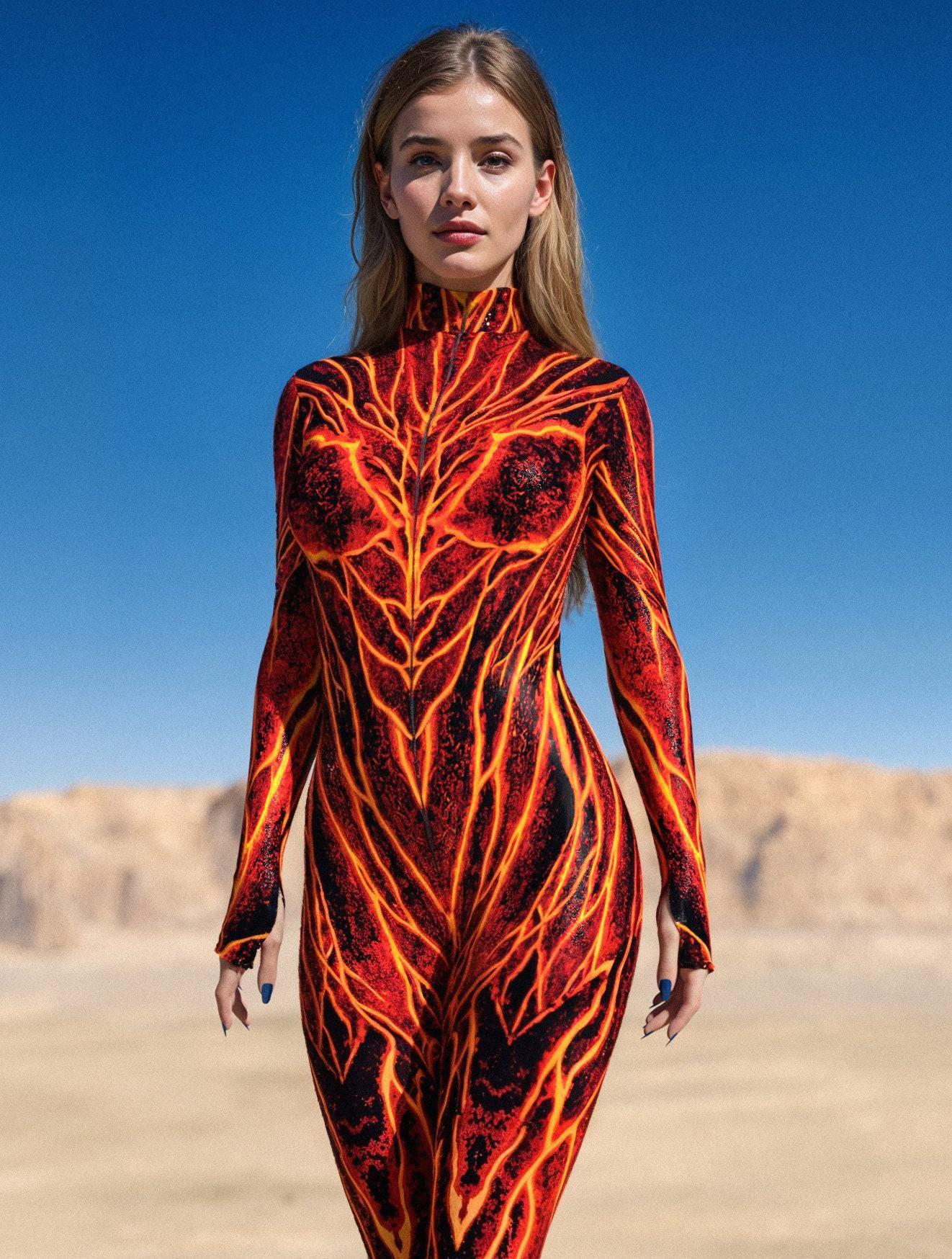 Lava Burst Bodysuit: Neon UV Reactive Costume - Festival Outfit - Etsy