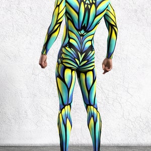 UV Light Costume Man, Performance Costume Man, Neon Costume Men, Festival Costumes Men, Rave Bodysuit Man, Festival Bodysuit, Rave Outfit image 9