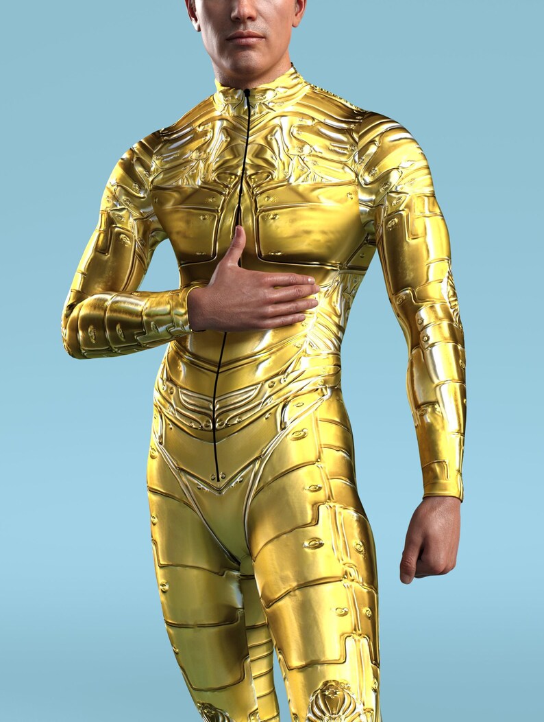 Golden Droid Costume: Men's Festival Rave Bodysuit - Etsy