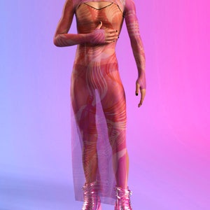 Transparent Dress for Men, Male Long Sleeve Shrug Mesh Rave Dress, Rave ...