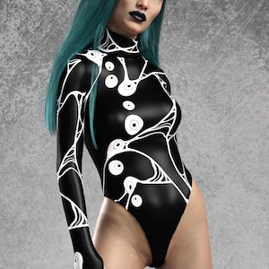 Goth Bodysuit Women, Rave Costume Woman, Sexy Goth Bodysuit Woman, Festival Cutout Bodysuit, Fashion Disco Leotard, Gothic Clothing Women