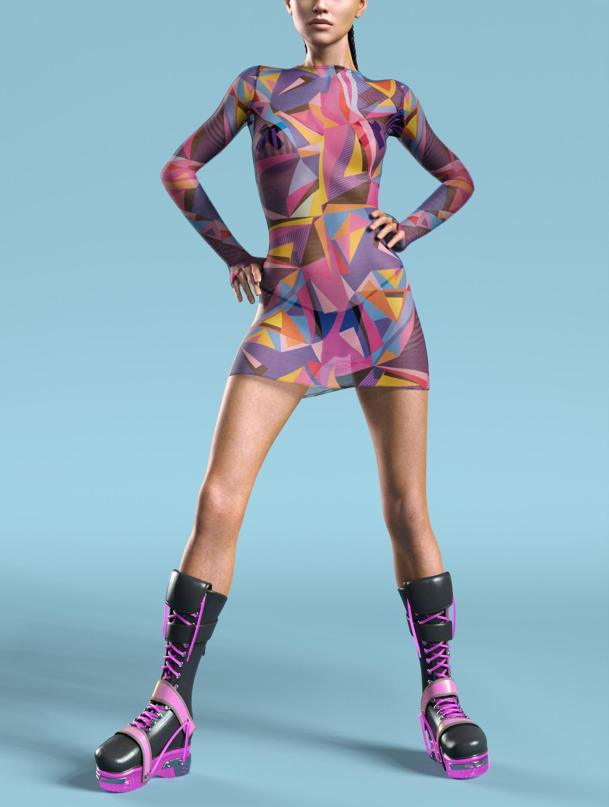 Mesh Rave Dress, Geometric Print, Festival Outfit