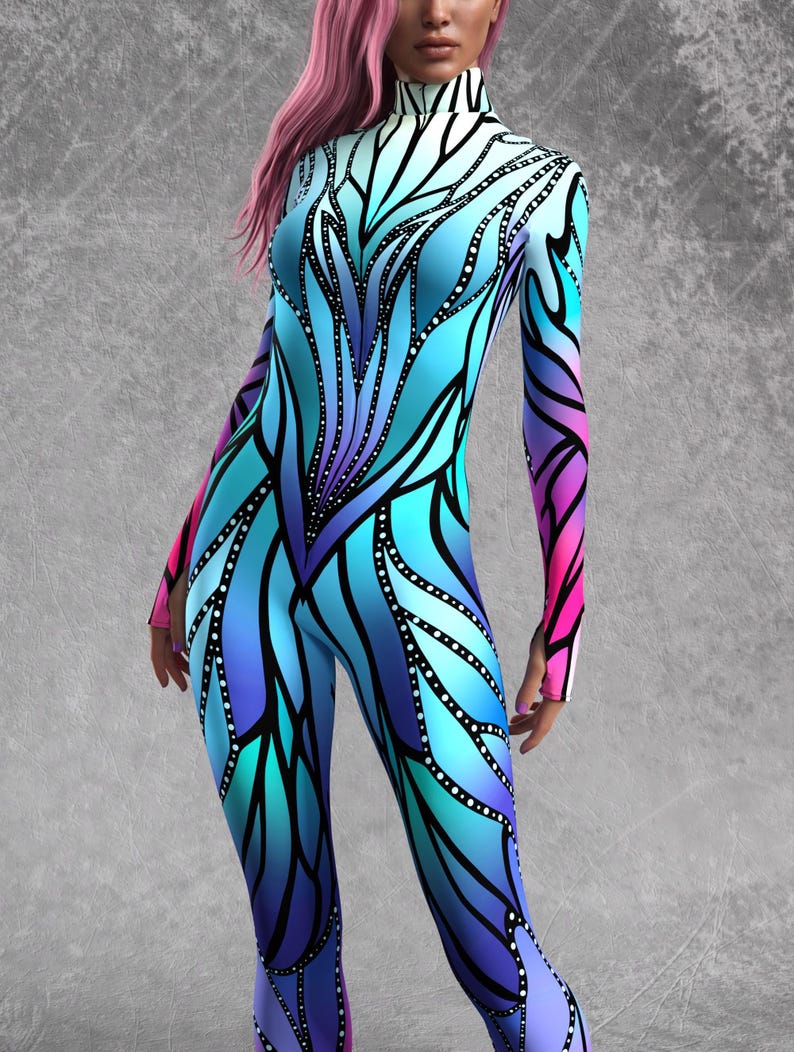 Azure Elemental Costume: Women's Festival Bodysuit With Wings - Etsy