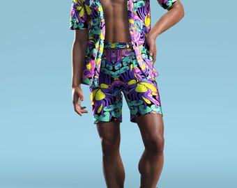 Rave Men Outfit, Festival Outfit Men, Rave Clothing Men, Rave Wear, Rave Shirt Man, Rave Kimono Men, Festival Kimono, Burning Man Clothing