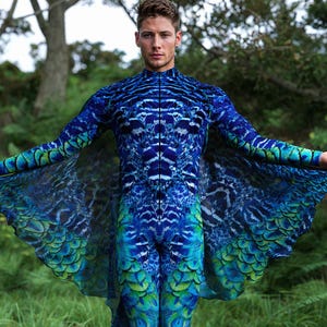 Halloween Bodysuit Men, Peacock Costume, Animal Print Bodysuit, Halloween Costume, Male Costume, Halloween Bodysuit Men, Halloween Men Wear