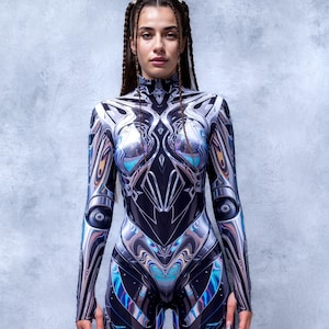 Body Silver Armor Rave: kostium na festiwal Cyberpunk