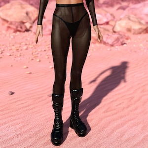 Rave Mesh Leggings, Festival Mesh Leggings, Transparent Sexy Leggings, See Trough Leggings, Burning Man Outfit Woman, Performance Leggings