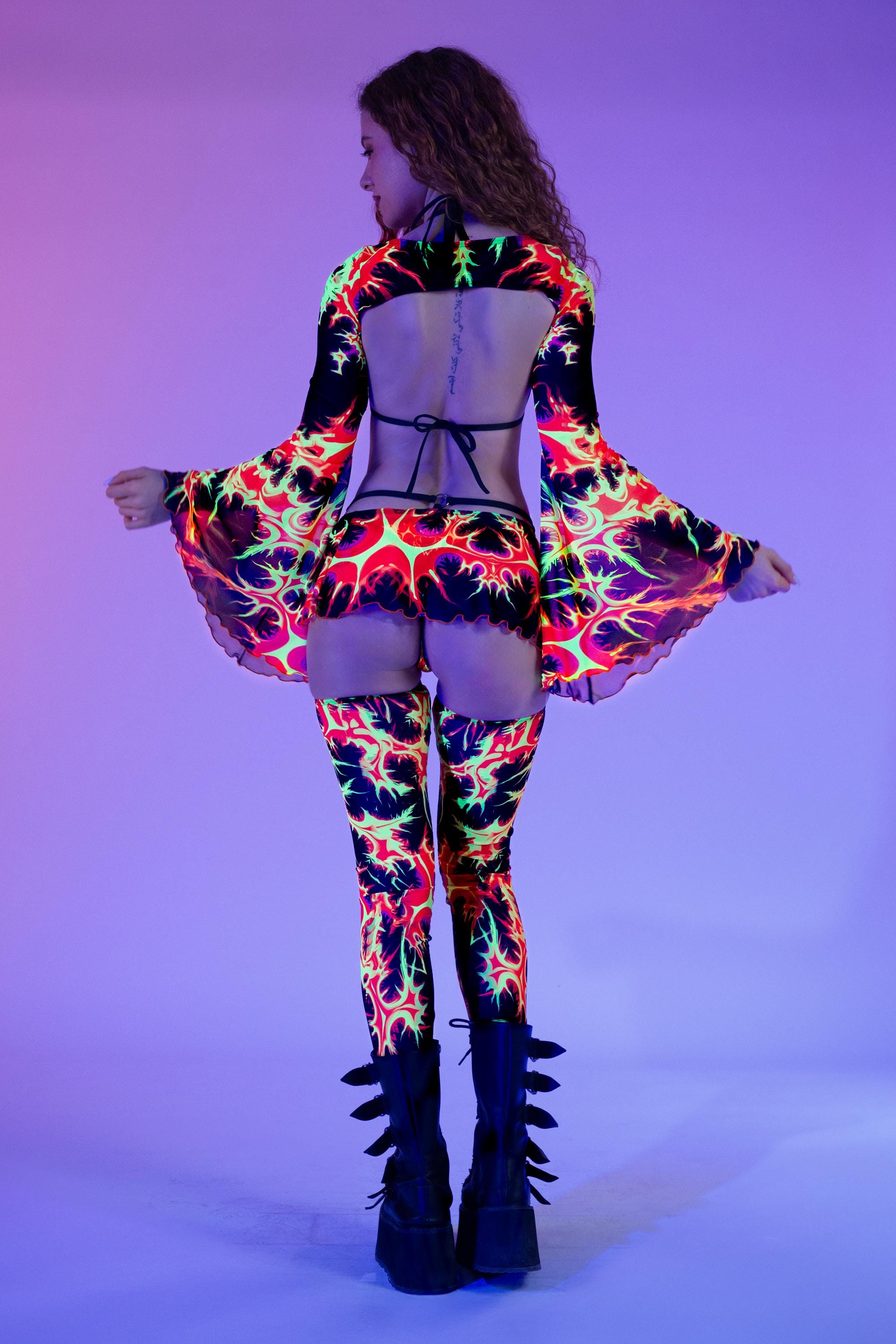Techno Rave Triangle UV Print Rave Triangle Top, Techno Triangle Bra, Sexy Festival Clubwear ...
