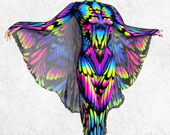 Neon Costume Set, UV Light Outfit, Rave Costume Set Woman, Performance Set Woman, Festival UV Light Outfit, Futuristic Rave Outfit Woman