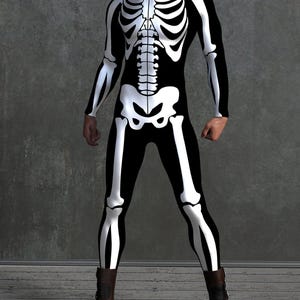 Skeleton Costume Men: BnW Bossy Full Bodysuit