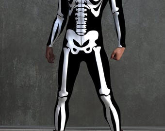 Strój szkieletu dla mężczyzn: BnW Bossy Full Bodysuit