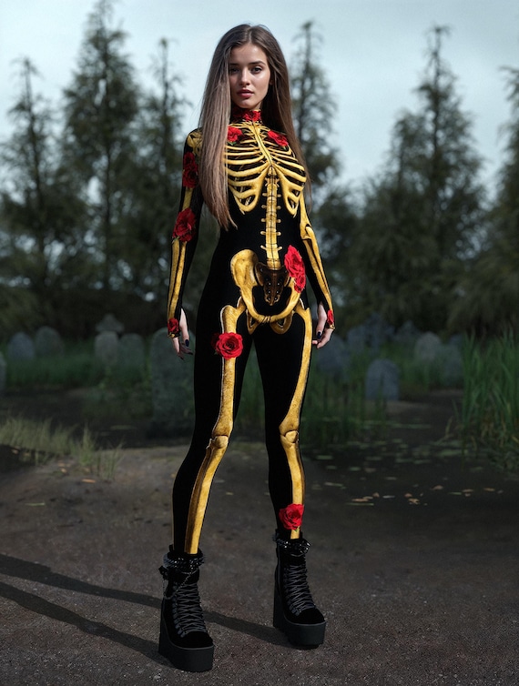 Rose Skeleton Bodysuit: Women's Halloween Costume - Etsy