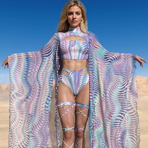 Rave Disco Set Women, Psychedelic Woman Clothing, Women Rave Set, Festival Clothing, Woman Outfit, Festival Outfit, Rave Kimono Set Woman