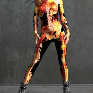 Skeleton Costume, Skeleton Costume Women, Skeleton Bodysuit, Womens Skeleton Costume, Skeleton Jumpsuit, Fire and Bones Skeleton Costume