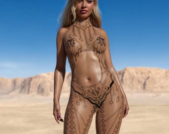 Rave Sleeveless Jumpsuit, Burning Man Romper Woman, Rave Cutout Romper Woman, Festival Bodysuit, Rave Outfit Woman, Festival Clothing Woman