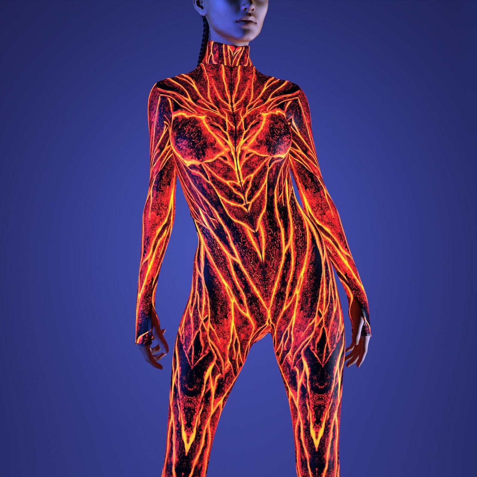Lava Burst Bodysuit: Neon UV Reactive Costume - Festival Outfit - Etsy