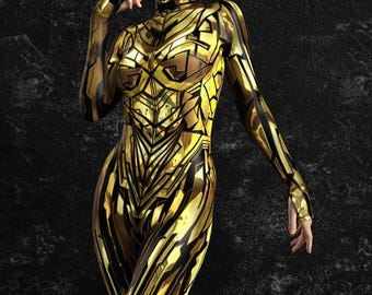Performance Halloween Costume, Golden Halloween Costume, Sexy Halloween Costume For Women, Halloween Fashion Costume, Halloween Outfit Women