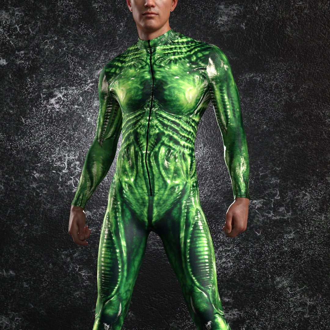 Male Halloween Costume Green Alien Costumes for Men Etsy