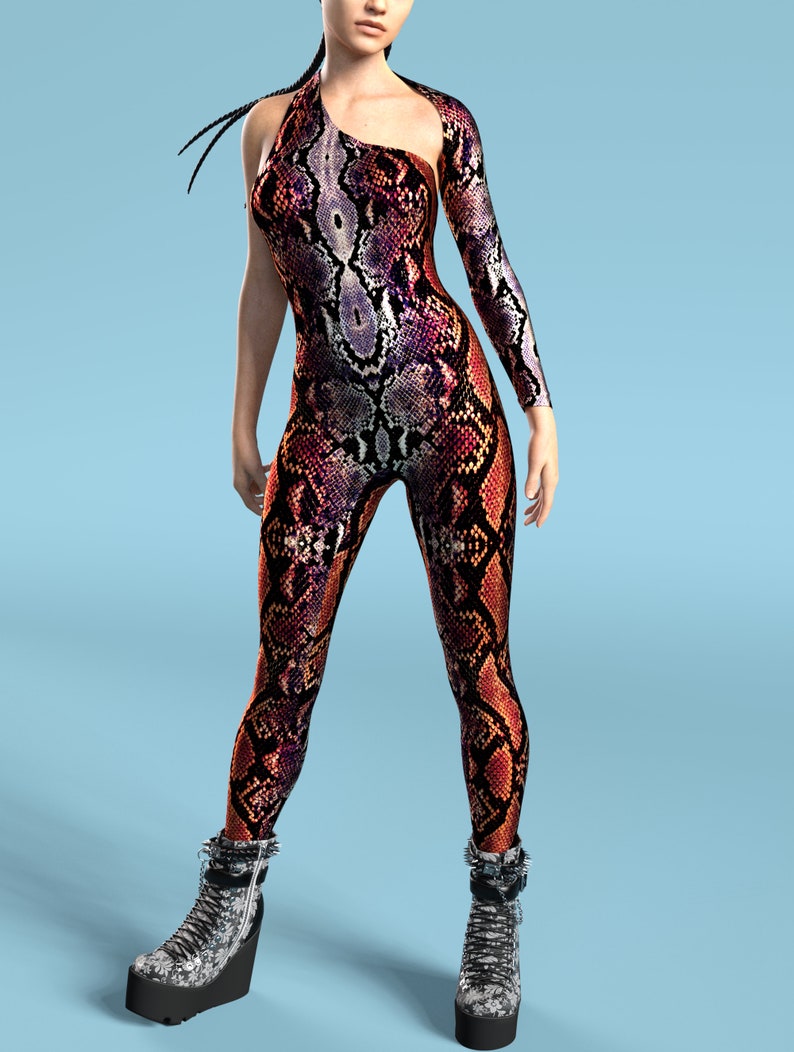 Snake Rave Bodysuit Animal Print Costume Festival Clothing - Etsy