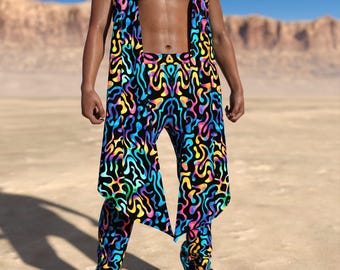 Psychedelic Rave Men Set, Festival Male Set, Music Festival Set, Performance Set, Disco Party Set, Pool Party Male Set, Festival Men Outfit