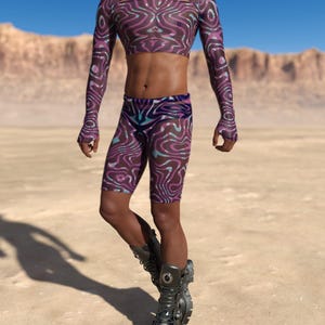Music Festival Male Shorts, Liquid Rave Shorts, Rave Shorts, Male Mesh Shorts, Rave Bohemian Shorts, Festival Men Shorts, Rave Biker Shorts