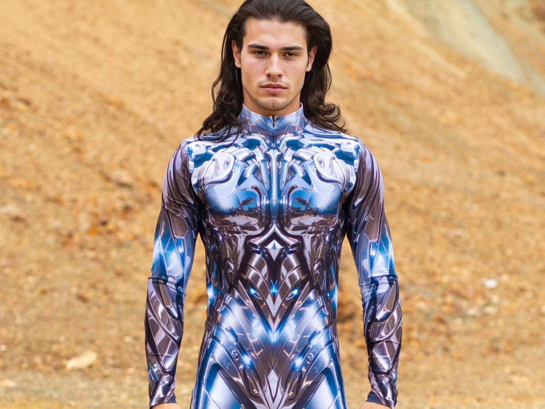 Cyber Rave Cyber Rave Bodysuit: Silver Armor Costume - Men's Festival Wear - Etsy