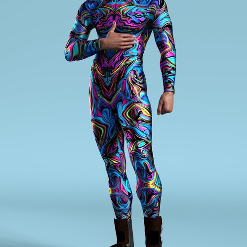 Male Bodysuit Rave Bodysuit Men Music Festival Costume Men Etsy