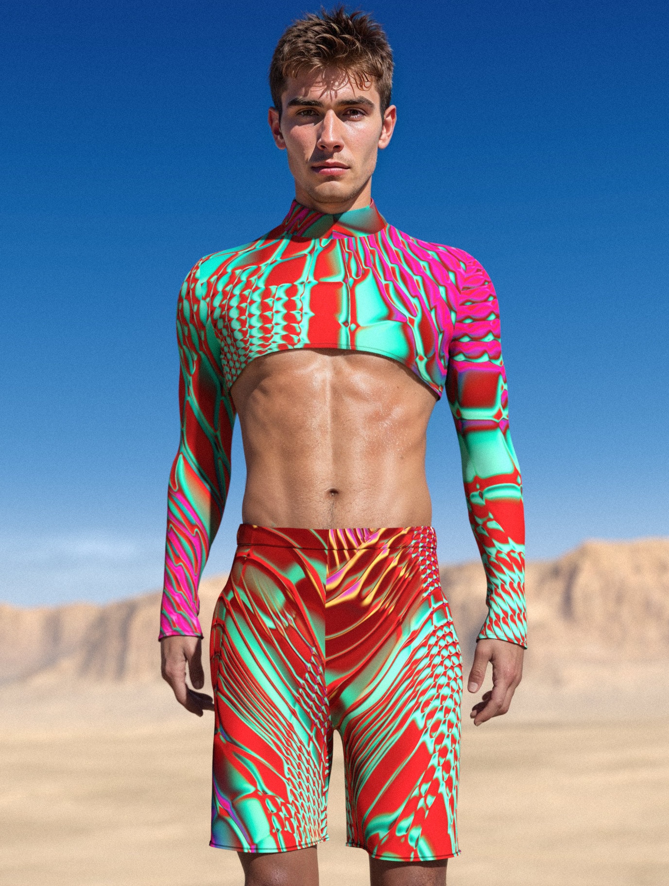 新品入荷 Crop Rave Top, Man Psychedelic Top, Rave Male Top Disco Man, Clothing