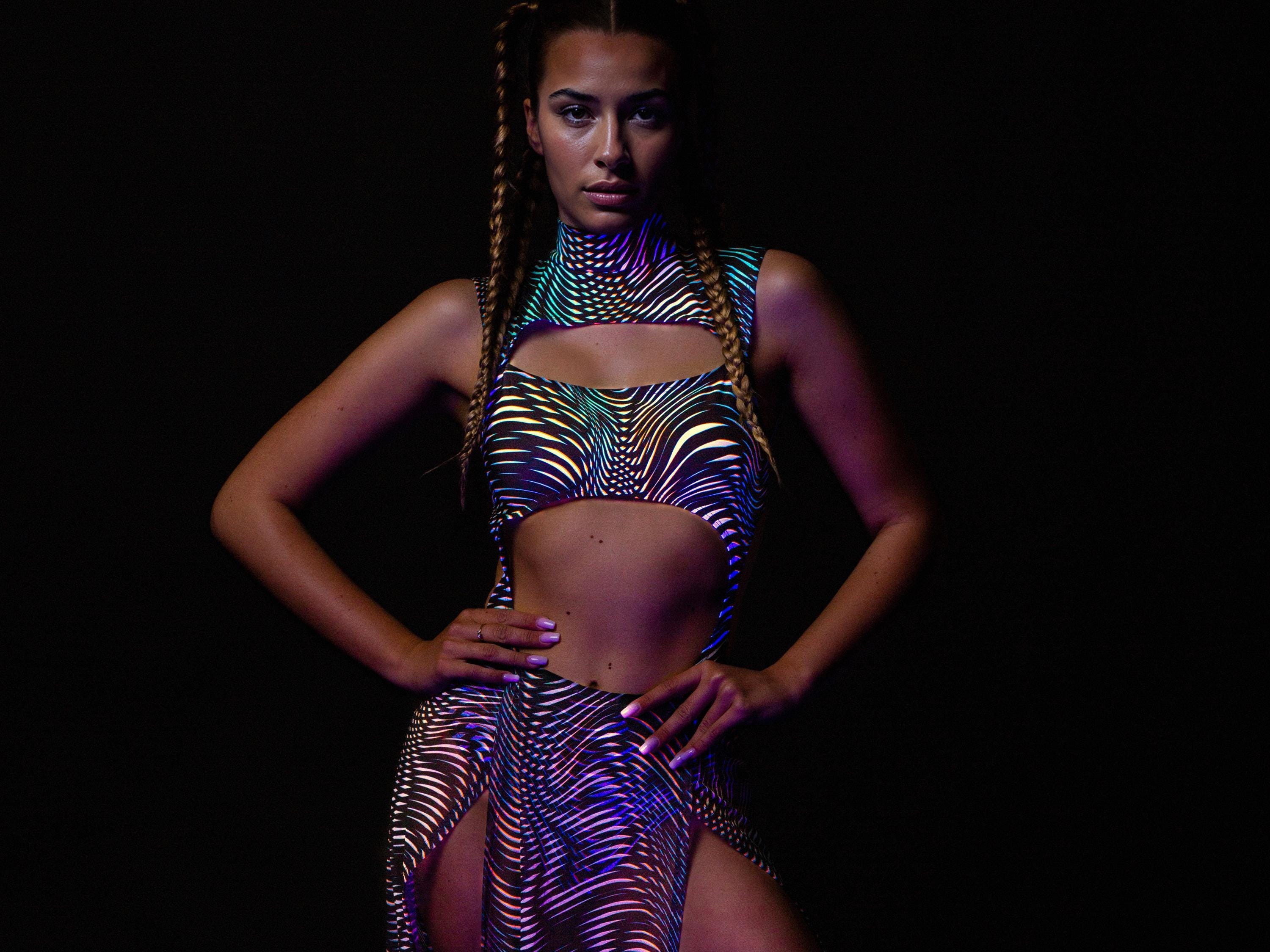Rave Chaps Leotard, UV Neon Leotard, Clothing Woman, Festival Fashion Leotard, Psychedelic Chaps Leotard, Festival Bodysuit For Woman