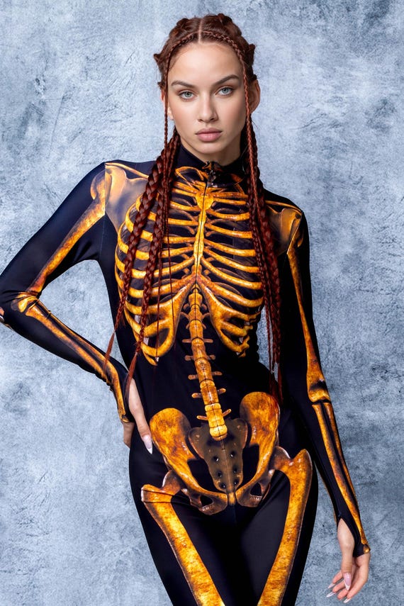 green emerald velvet dress Gold Skeleton Mesh Costume Dress: Women's Halloween Outfits main image 1