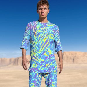 Festival Men Clothing, Male Psychedelic Set, Rave Outfit Men, Festival Outfit Man, Male Trippy Set, Male Festival Costume, Disco Set For Men