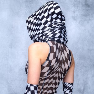 Rave Festival Hood, Festival Accessory For Women, Rave Hood For Women, Sexy Women Hood, Black and White Hood For Women, Festival Accessories