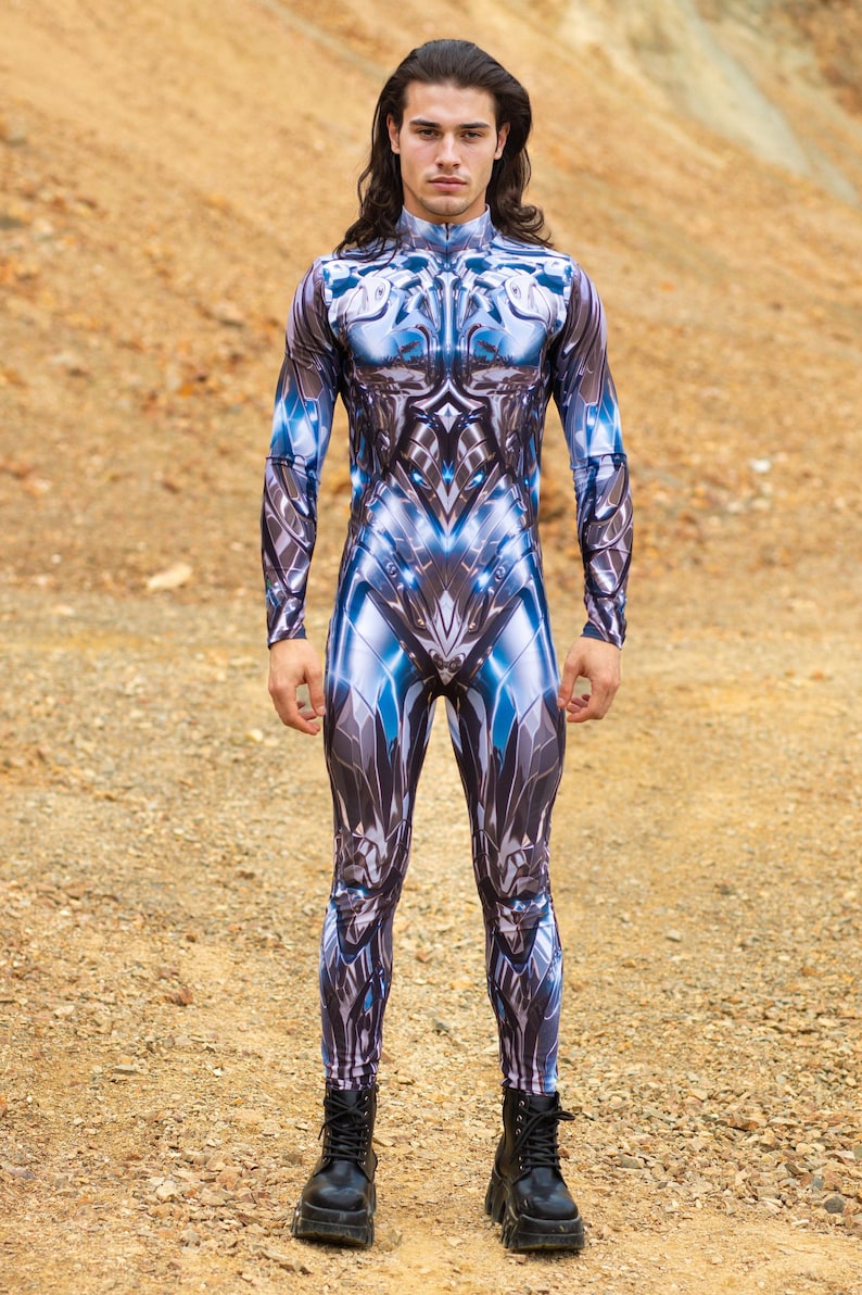 Cyber Rave Cyber Rave Bodysuit: Silver Armor Costume - Men's Festival Wear - Etsy
