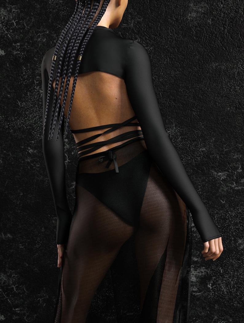 Festival Black Skirt Woman, Rave Party Skirt, Mesh Rave Skirt Woman, Festival Cheeky Skirt, Rave Woman Disco Skirt, Burning Man Outfit Woman image 8