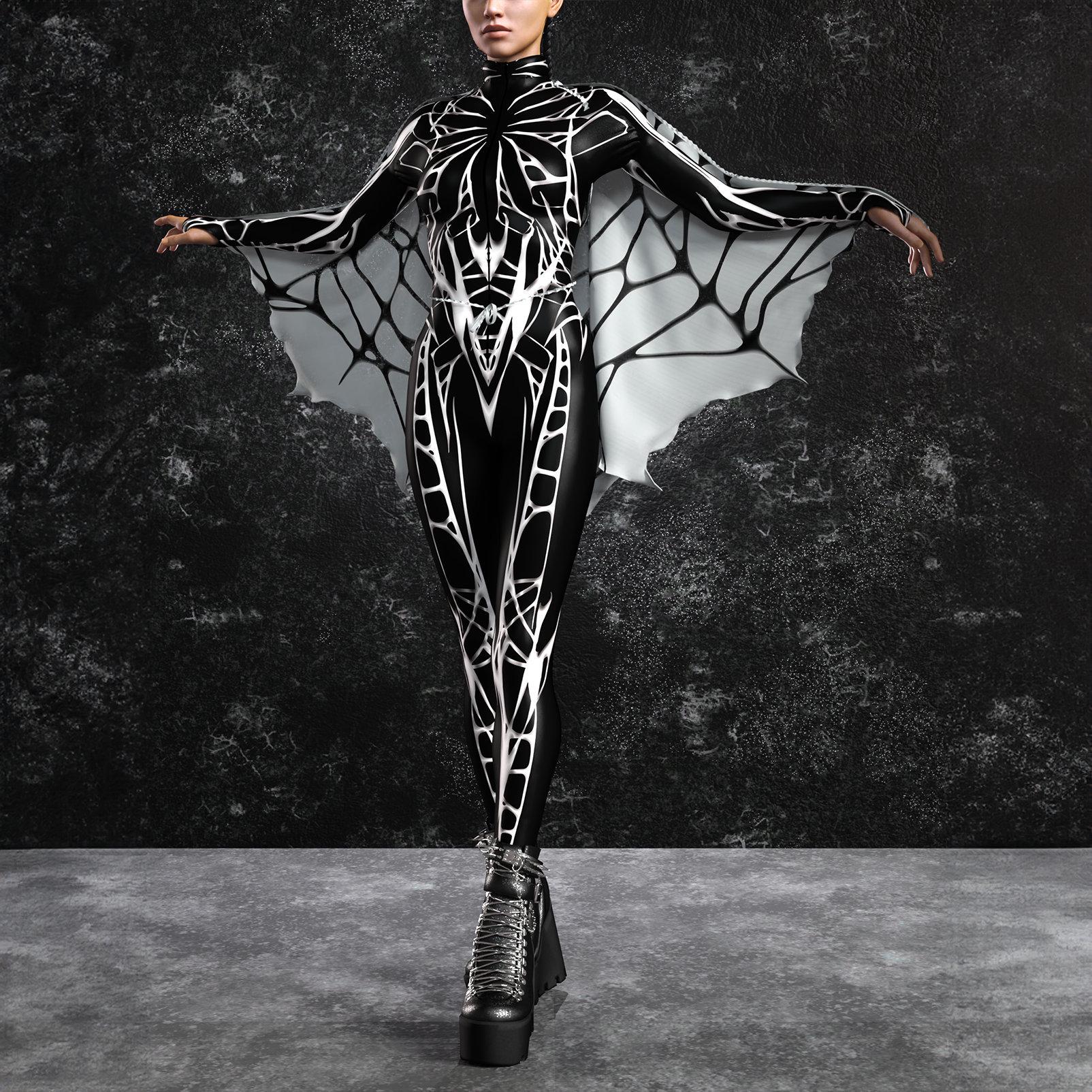 Spinnenstrumpfhose Blickdicht – Gothic, Halloween Kostüm Accessoire, Einheitsgröße XS–M