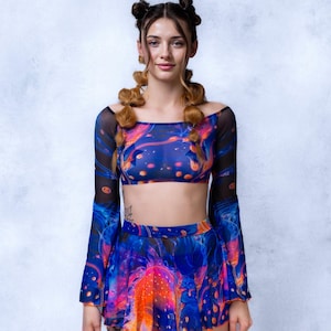 UV Festival Set, Festival Fashion, Trippy Rave Set, Festival Outfit für Frauen, Psychedelisches Set, UV Festival Kleidung, UV Festival Sexy Set