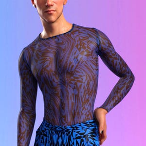 Rave Top For Men, See-Through Men Party Top, Disco Party Rave Long Sleeve Top, Rave Party Male Top, Festival Mesh Male Top, Transparent  Top